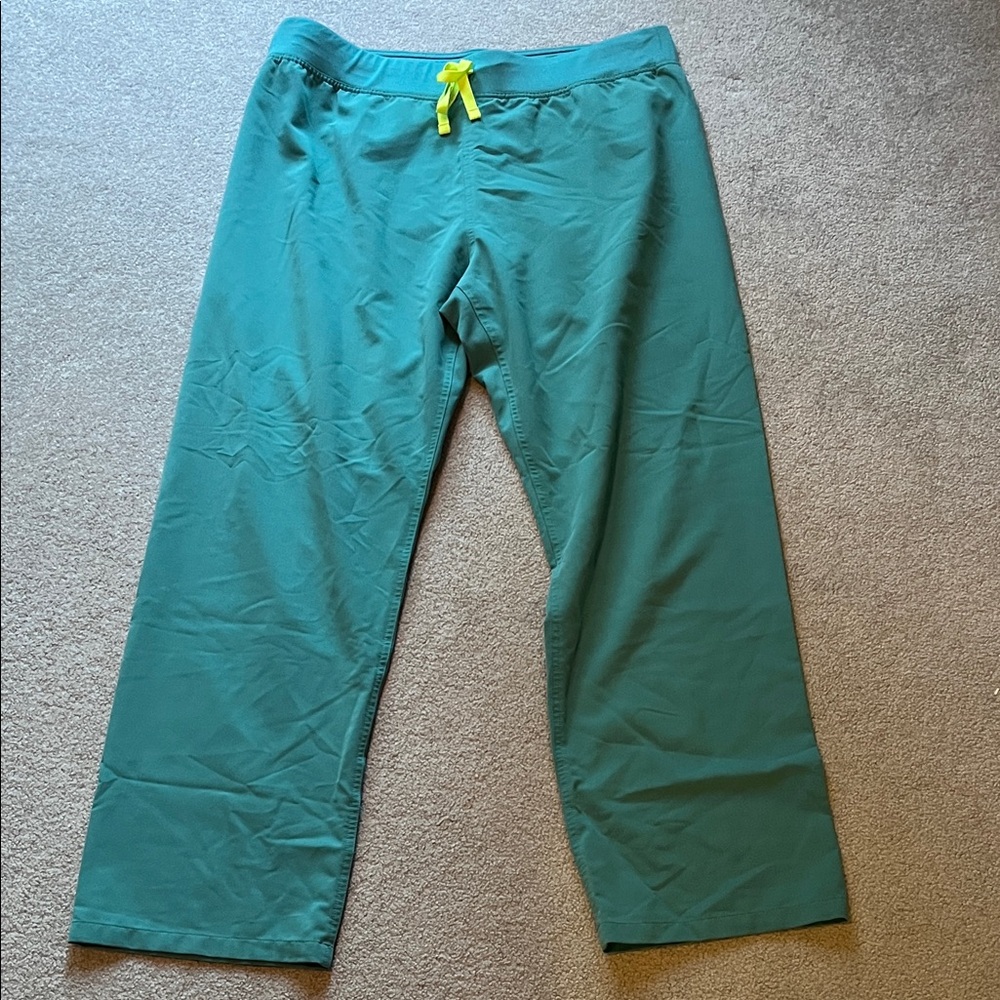 Figs Pants with Bright Yellow Tie